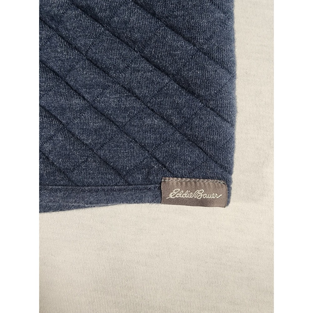 Eddie Bauer Quarter Zip Men TXL TALL XL Blue Quilted Mock Neck Pullover Cotton - Picture 5 of 9